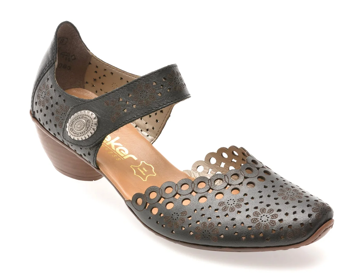 Pantofi Rieker Negri 43753 Din Piele Naturala