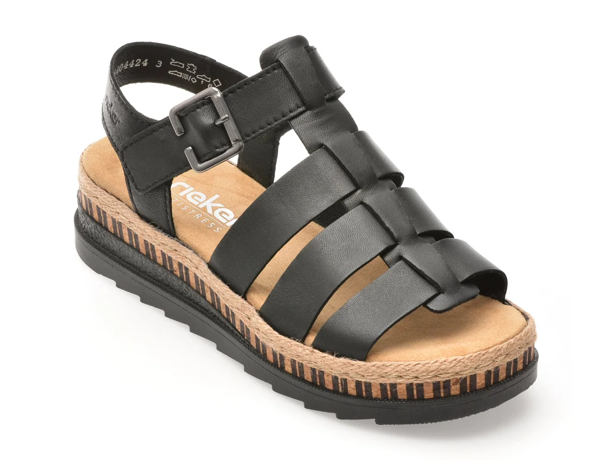 Sandale Rieker Negre V7904 Din Piele Naturala