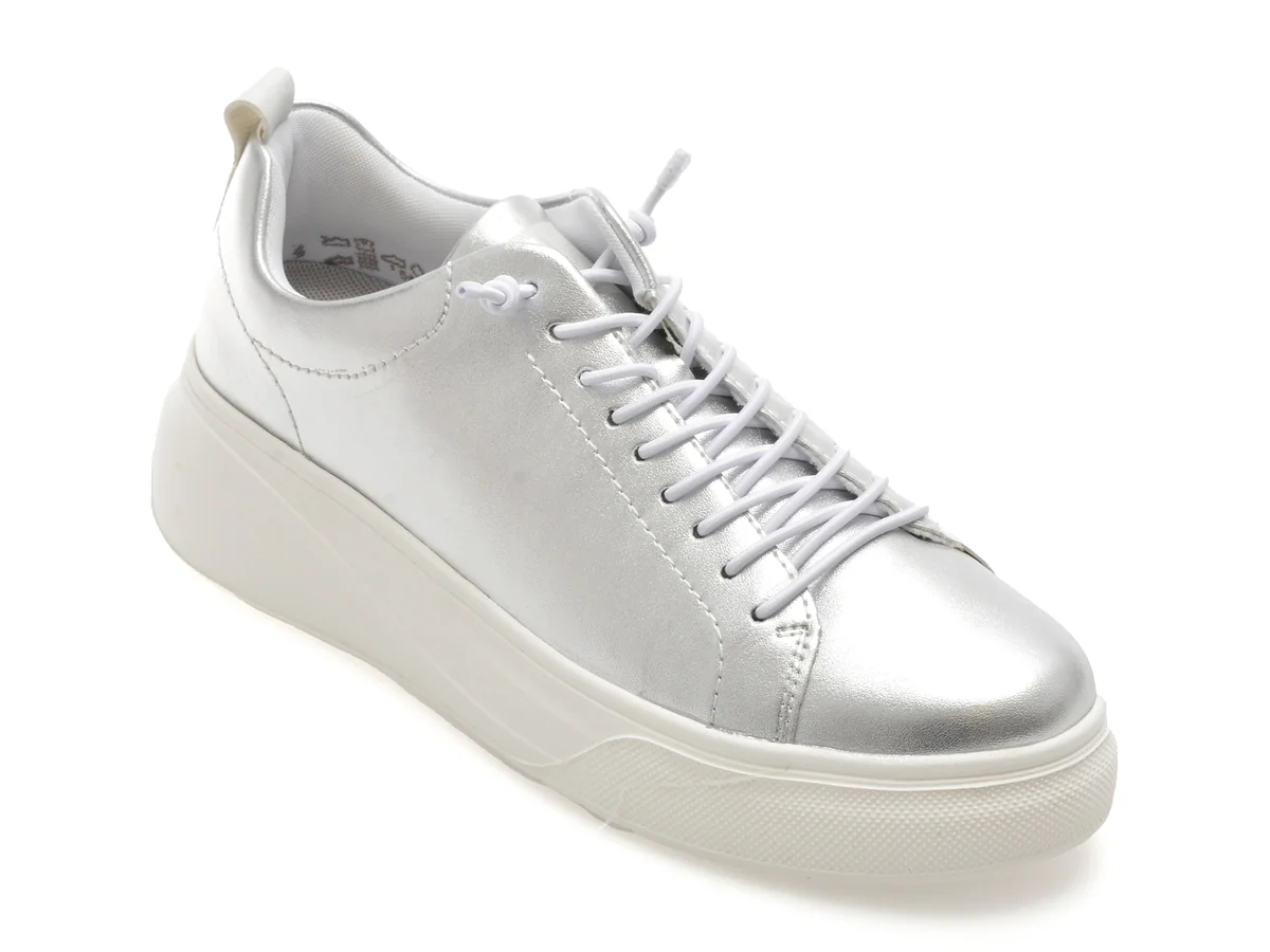 Pantofi Sport Rieker Argintii, W2301, Din Piele Naturala