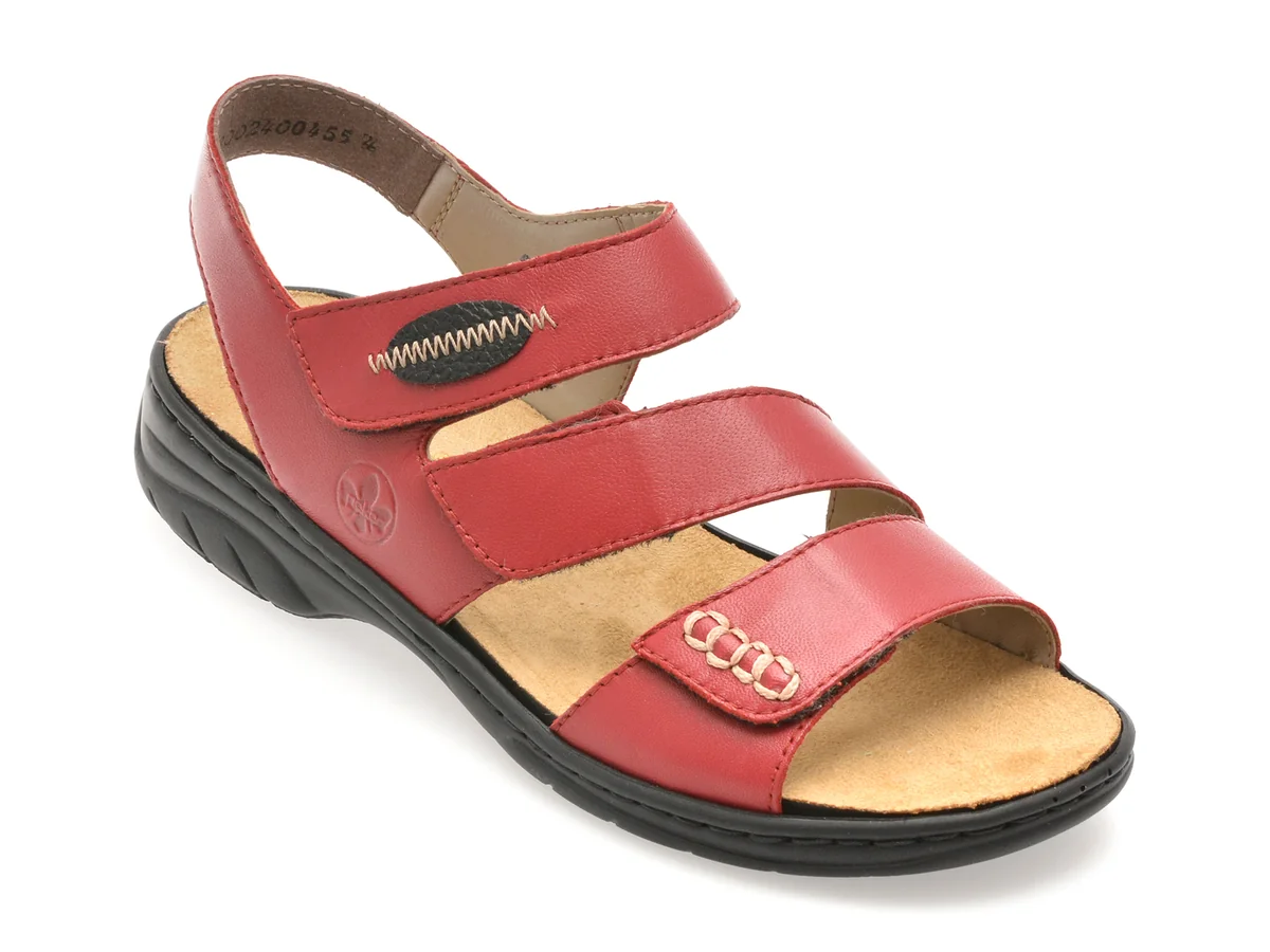 Sandale Rieker Roșii, 64573, Din Piele Naturală