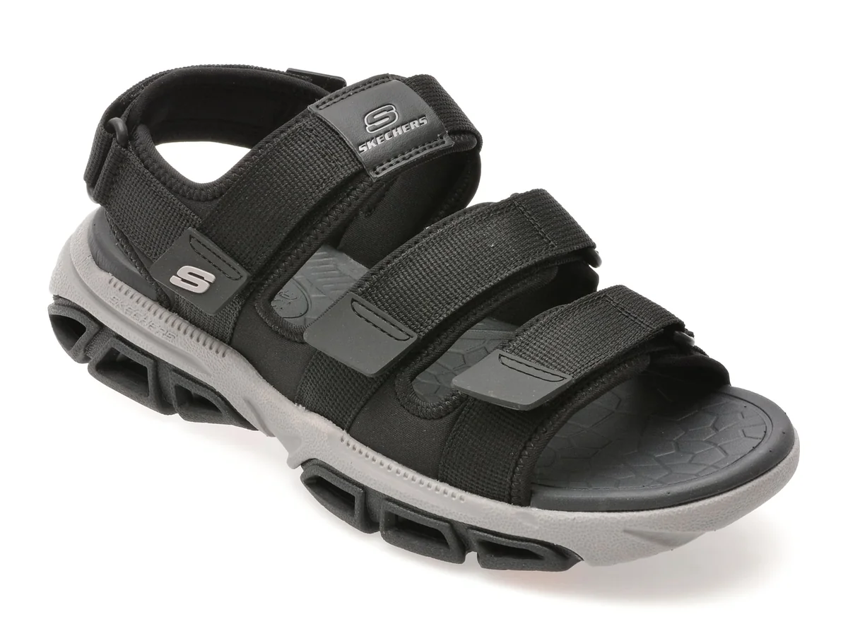 Sandale Skechers Negre, Atlan, Din Material Textil