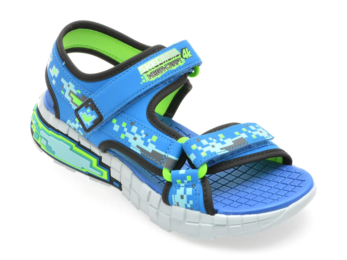 Sandale Skechers Albastre, Mega-Splash 4K, Din Piele Ecologică