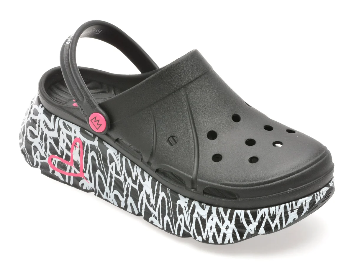 Papuci Skechers Negri, Max Cushioning Foamies, Din PVC