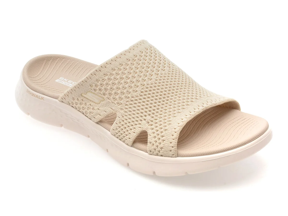 Papuci Skechers Bej, Go Walk Flex, Din Material Textil