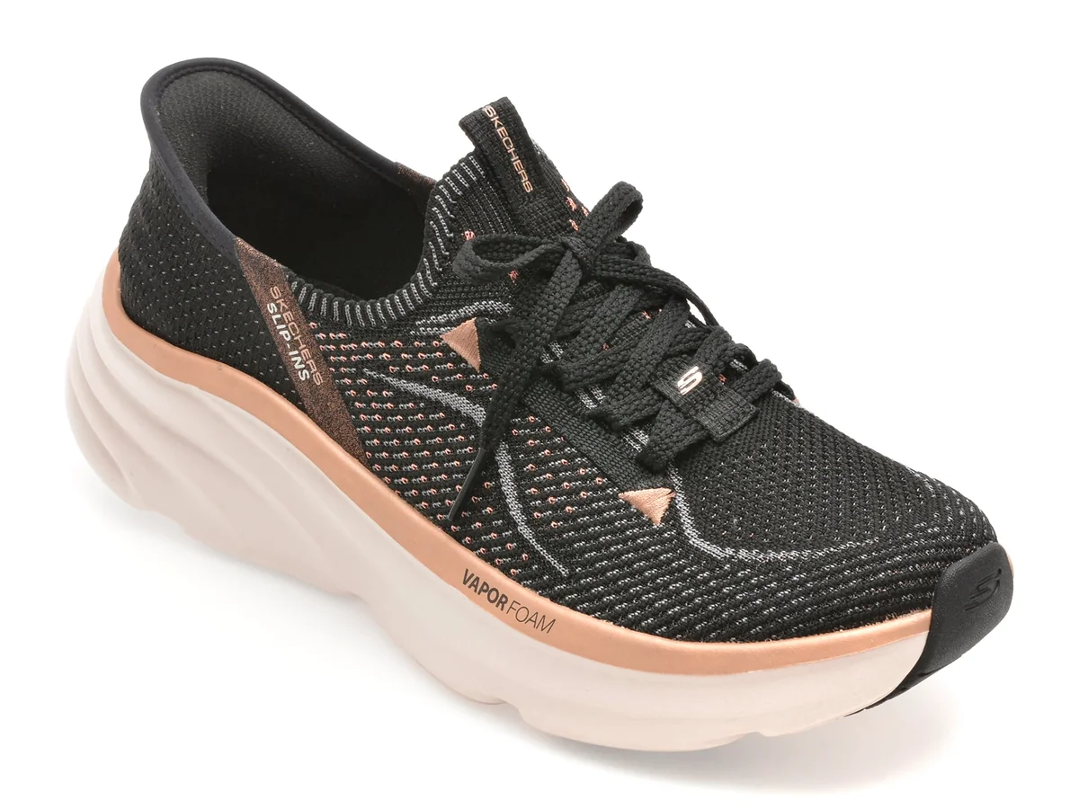 Pantofi Sport Skechers Negri, D Lux Vapor, Din Material Textil