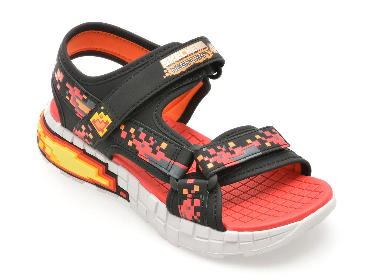 Sandale Skechers Negre, Mega-Splash 4K, Din Piele Ecologica