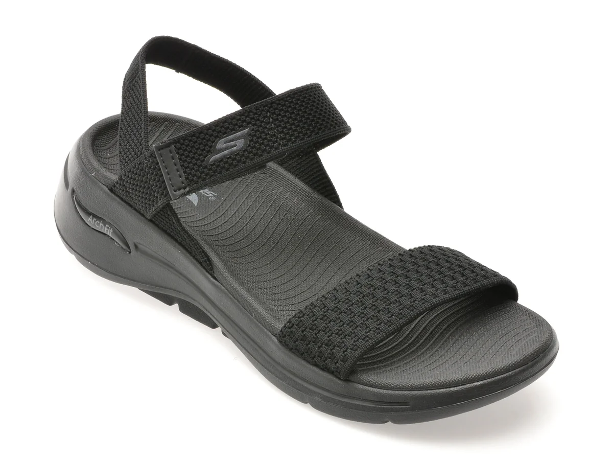 Sandale Skechers Negre Go Walk Arch Fit, Din Material Textil