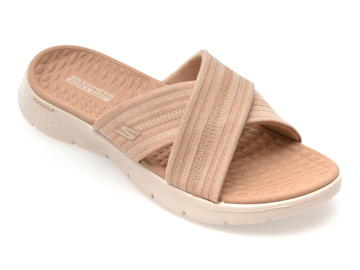 Papuci Skechers Bej, Go Walk Flex, Din Material Textil