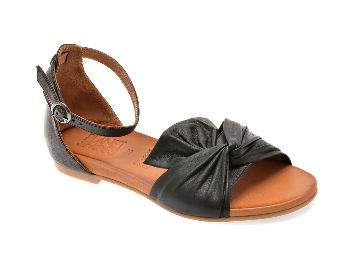 Sandale Planet Negre, 300711, Din Piele Naturala