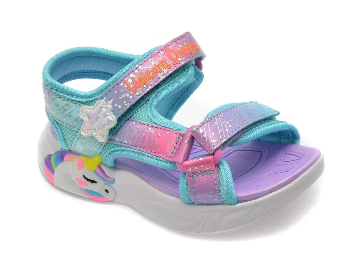 Sandale Skechers Albastre, Unicorn Dreams, Din Material Textil