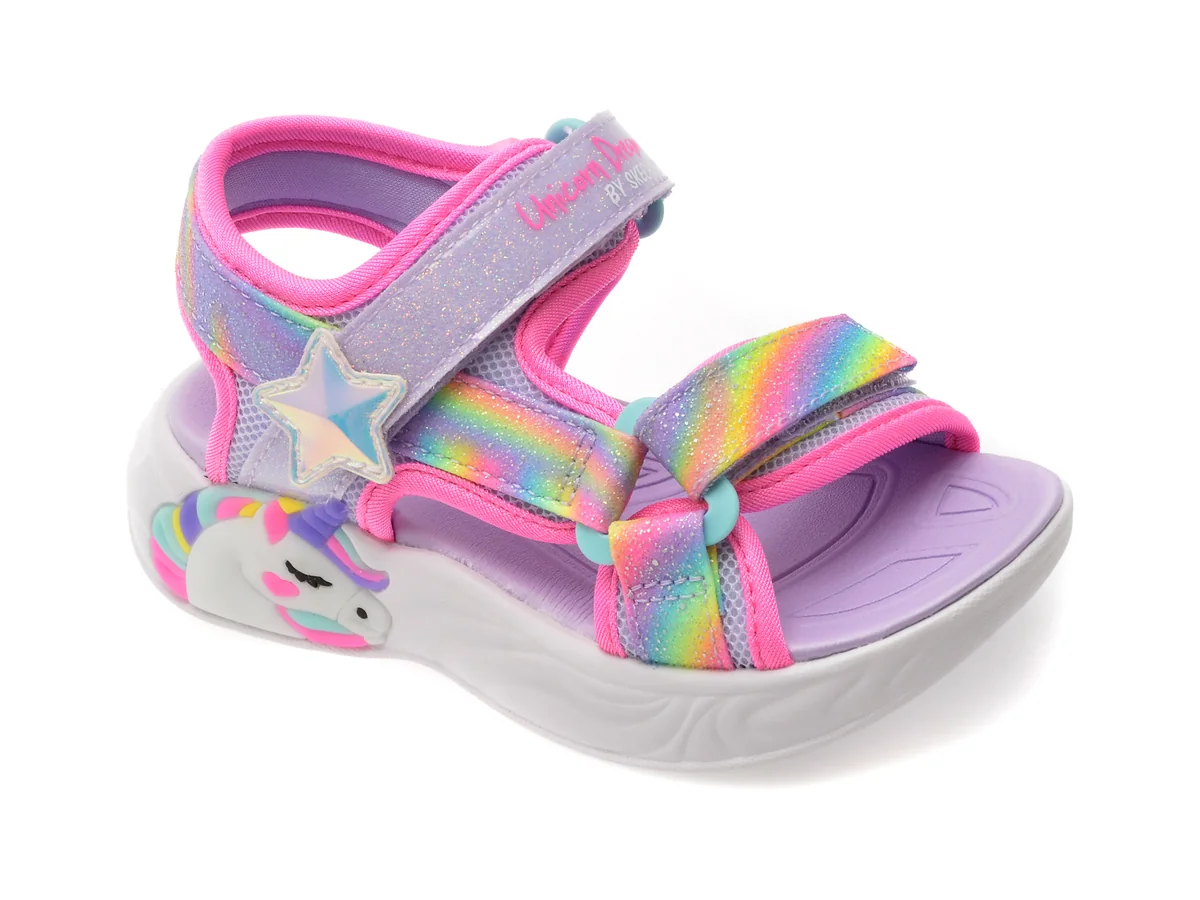 Sandale Skechers Mov, Unicorn Dreams, Din Material Textil