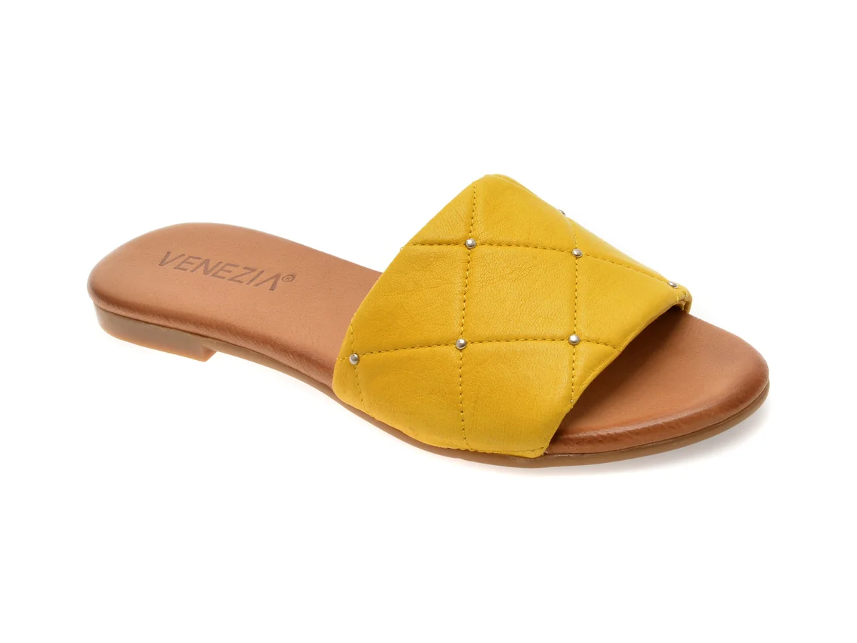 Papuci VENEZIA Galbeni 301346 Din Piele Naturala