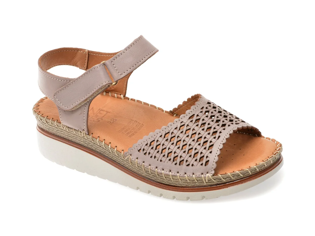 Sandale Planet Gri, 300708, Din Piele Naturala