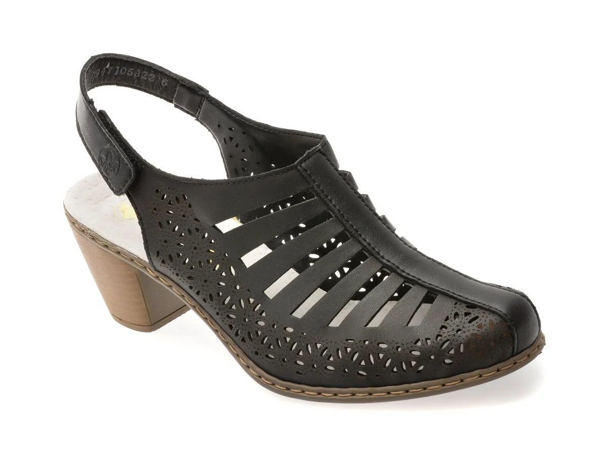 Sandale Rieker Negre, 40959, Din Piele Naturală