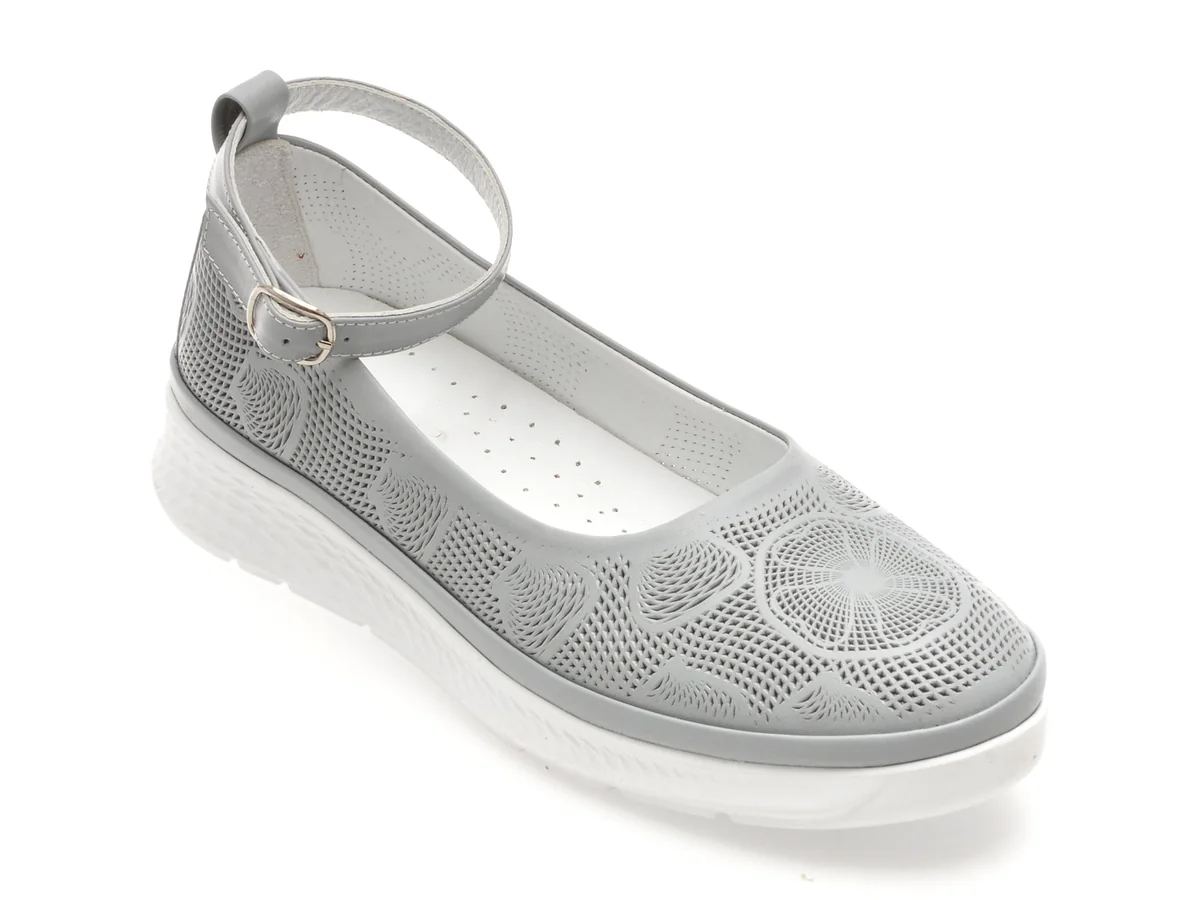 Pantofi Image Gri, 18348, Din Piele Naturala