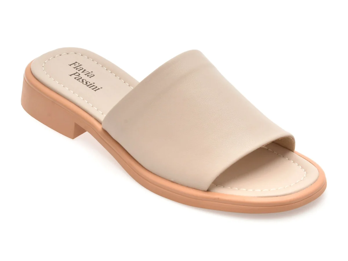 Papuci Flavia Passini Bej, 5398, Din Piele Naturala