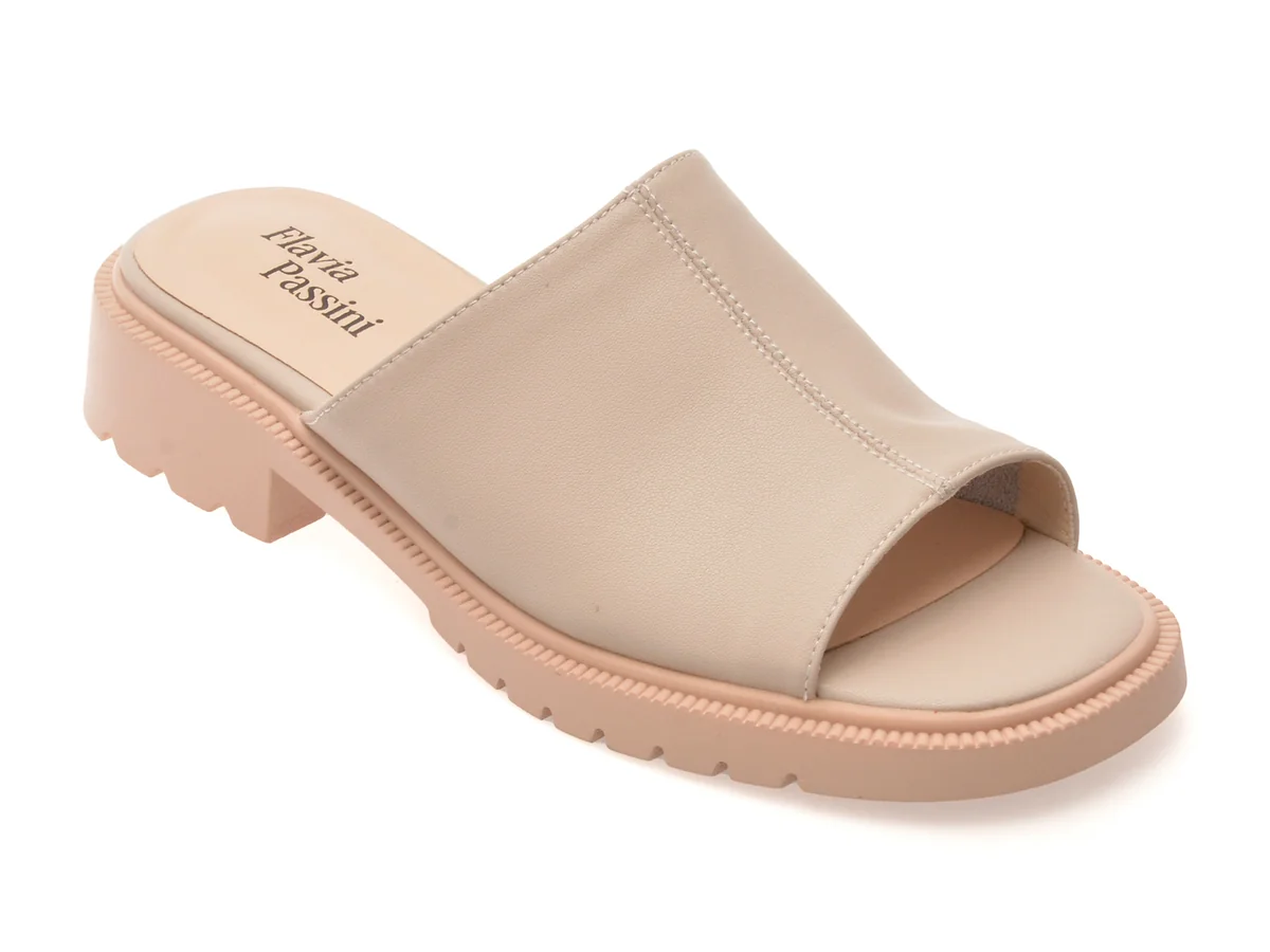 Papuci Flavia Passini Bej, 5280, Din Piele Naturala
