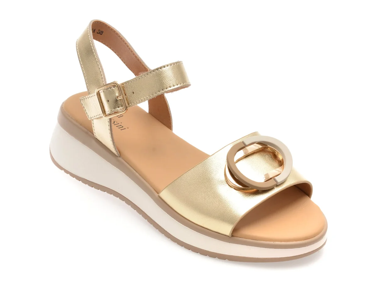 Sandale Flavia Passini Aurii, 22072, Din Piele Naturala