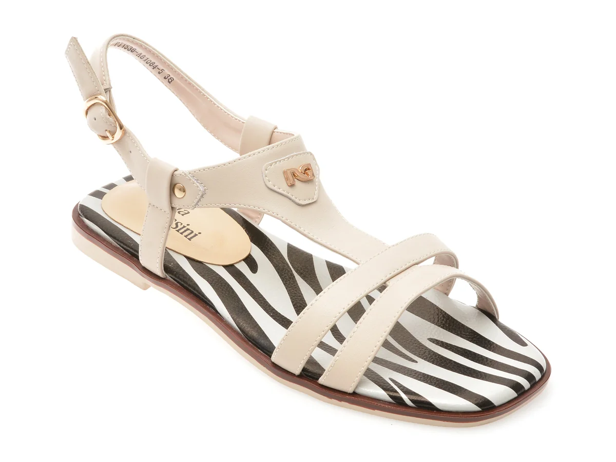 Sandale Flavia Passini Albe, 1538, Din Piele Naturala