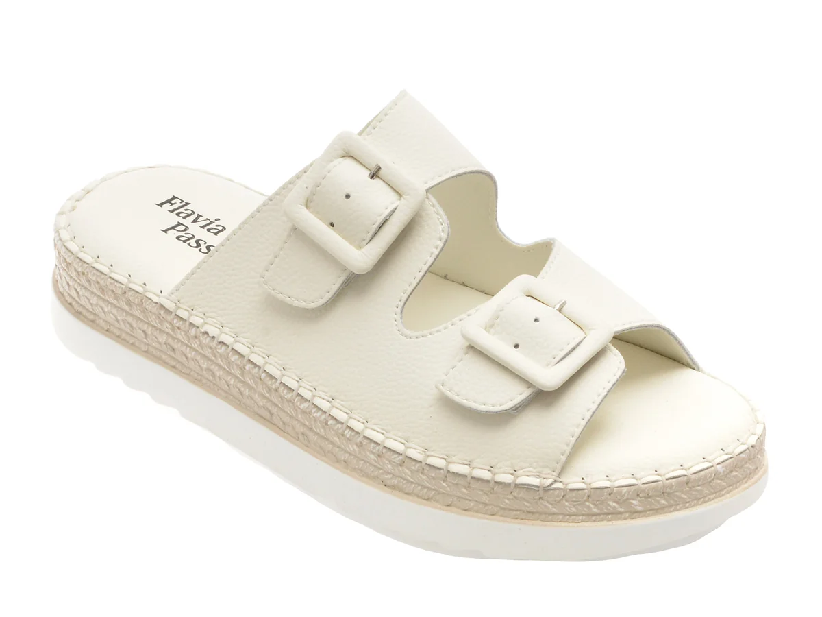 Papuci Flavia Passini Albi 201510 Din Piele Naturala