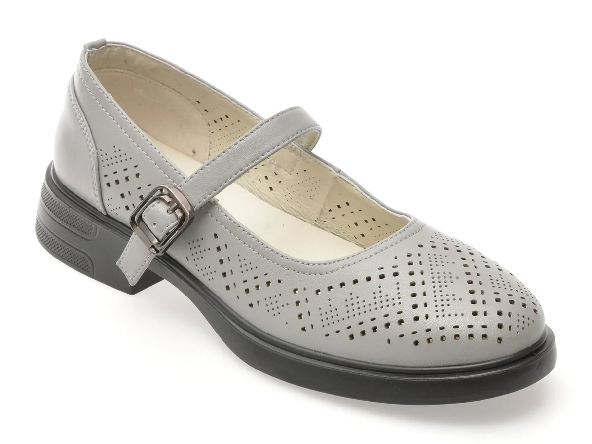Pantofi Flavia Passini Gri, 622001, Din Piele Naturala