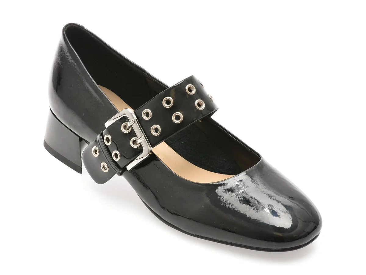 Pantofi Flavia Passini Negri, 1113, Din Piele Naturala Lacuita