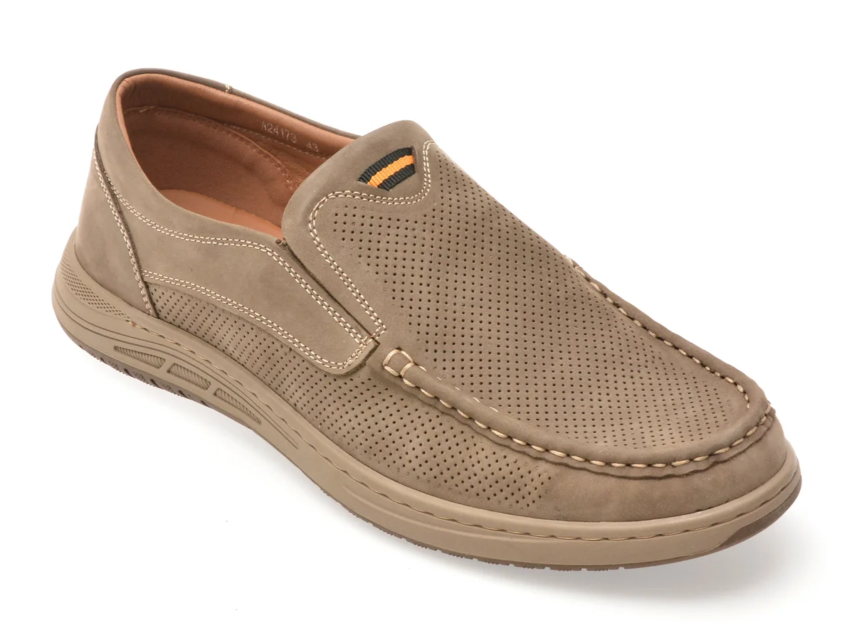 Mocasini Bite The Bullet Gri, 24173, Din Piele Intoarsa
