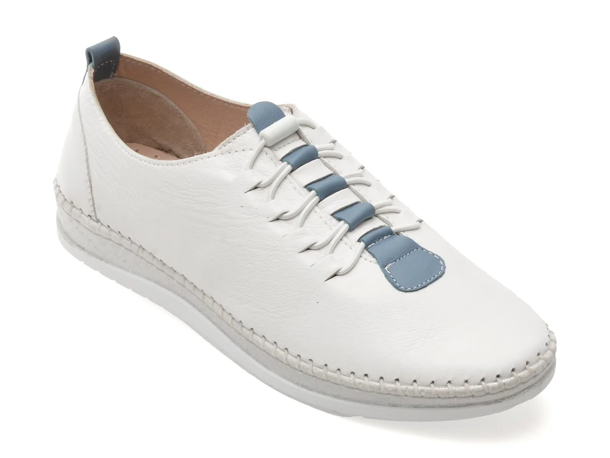 Pantofi Flavia Passini Albi, CS703, Din Piele Naturala