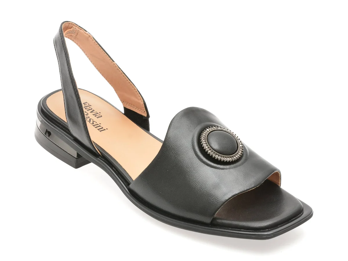 Sandale Flavia Passini Negre, 623, Din Piele Naturala