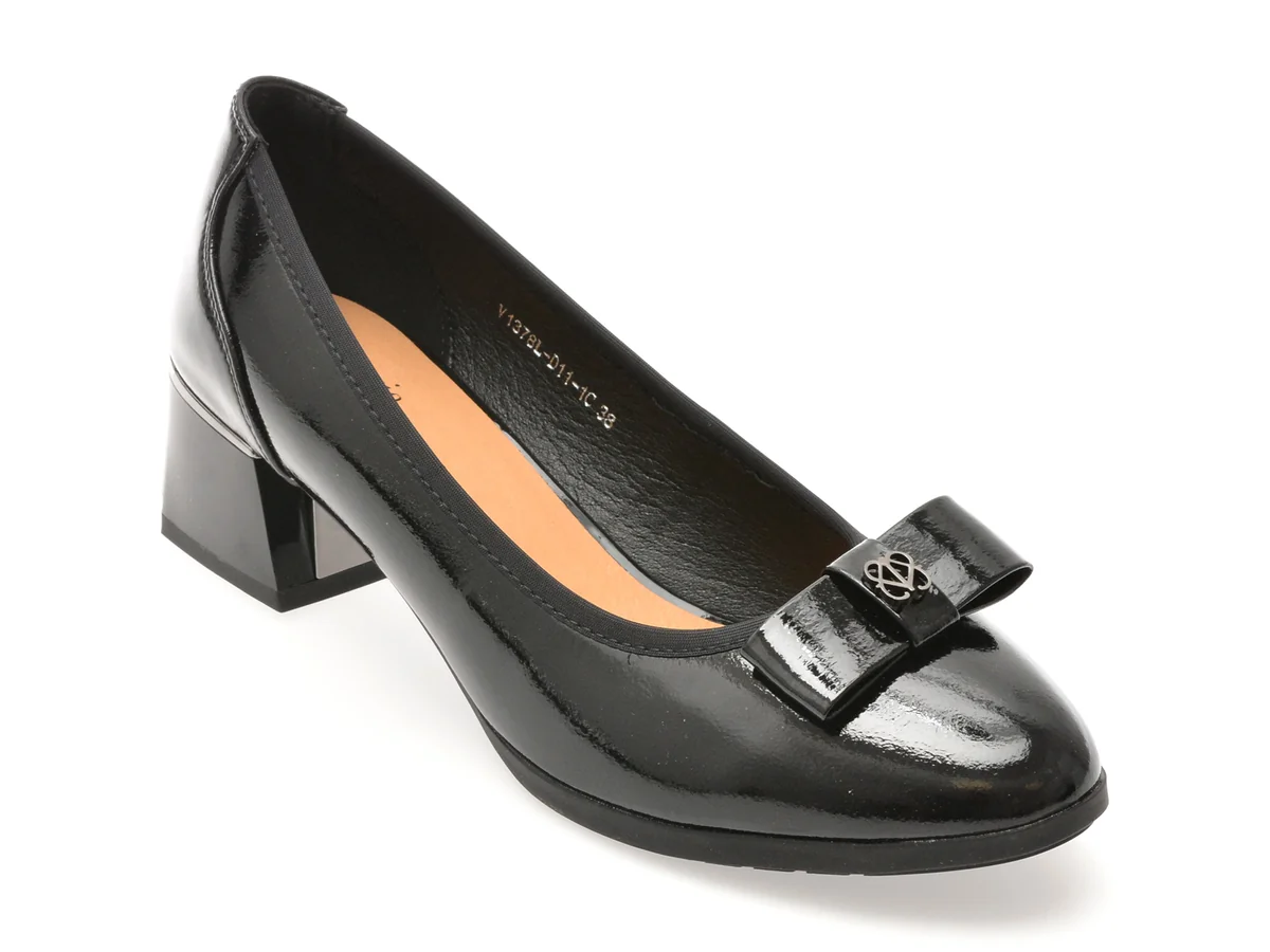 Pantofi Flavia Passini Negri 1378D11 Din Piele Naturala Lacuita