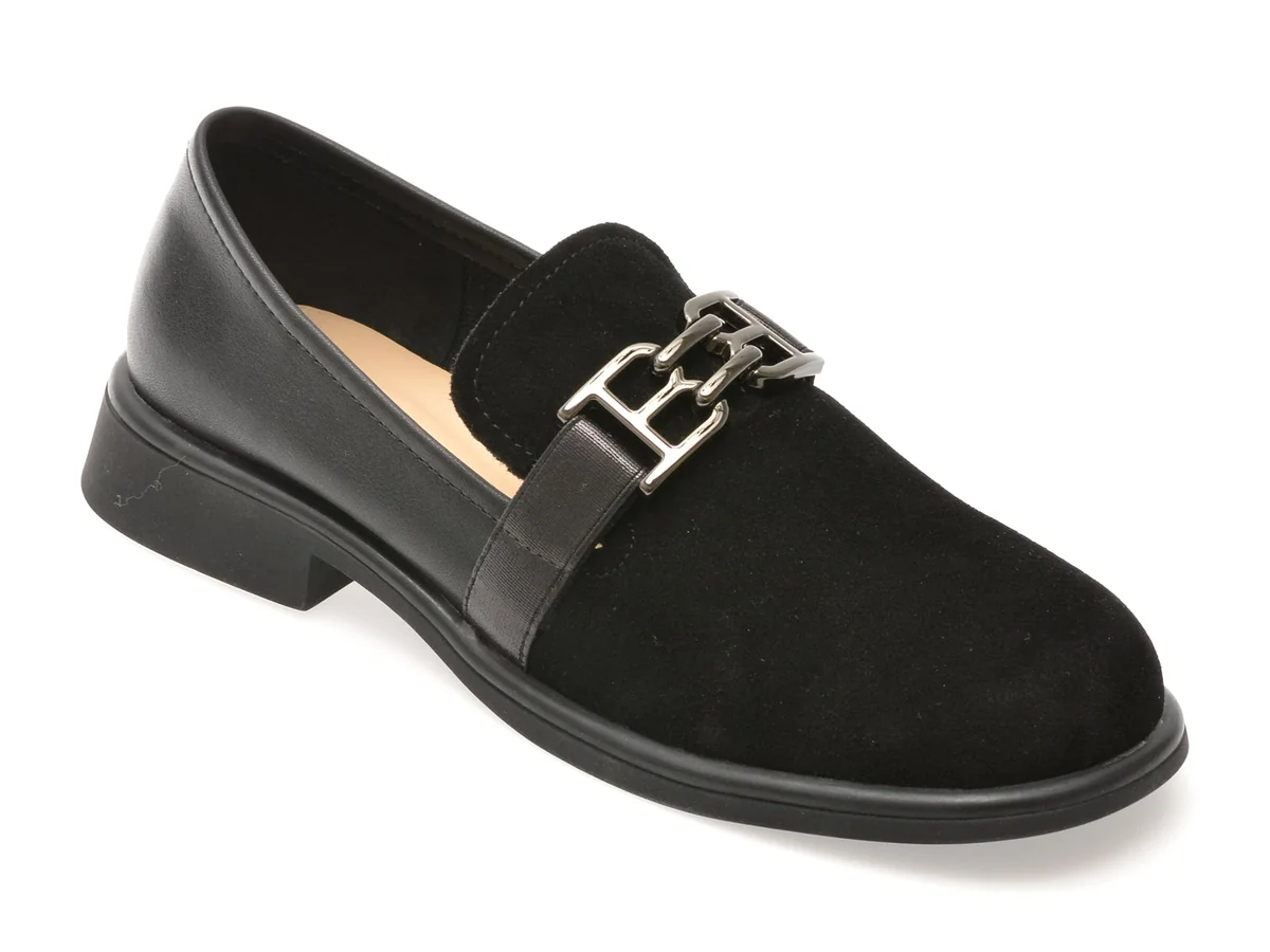 Pantofi Flavia Passini Negri, 55519, Din Piele Intoarsa