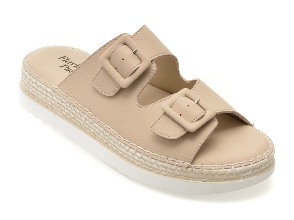 Papuci Flavia Passini Bej, 201510, Din Piele Naturala