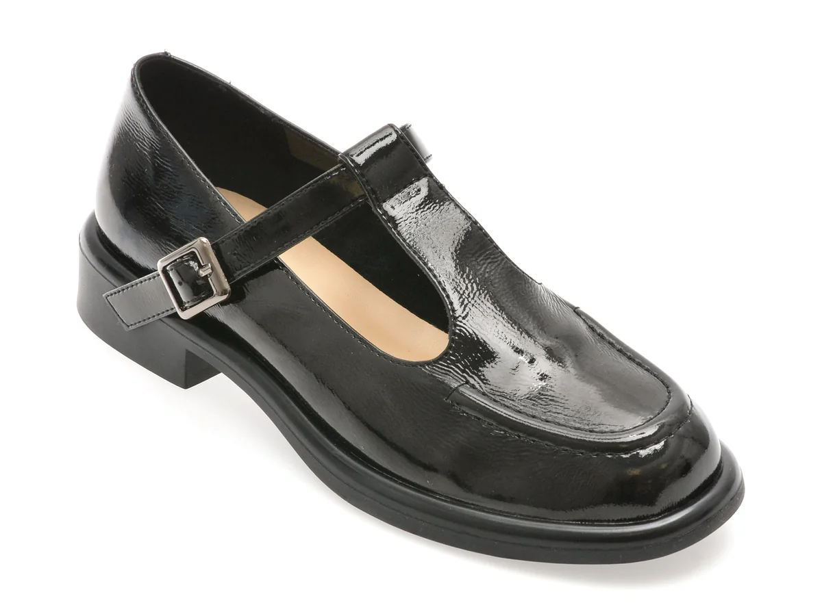 Pantofi Flavia Passini Negri, 1529, Din Piele Naturala Lacuita