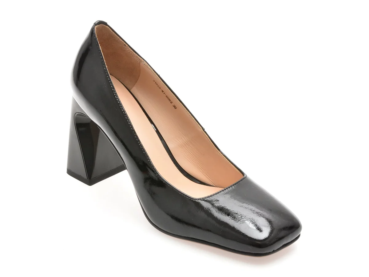 Pantofi Eleganți Epica Negri, 71822, Din Piele Naturală Lăcuită