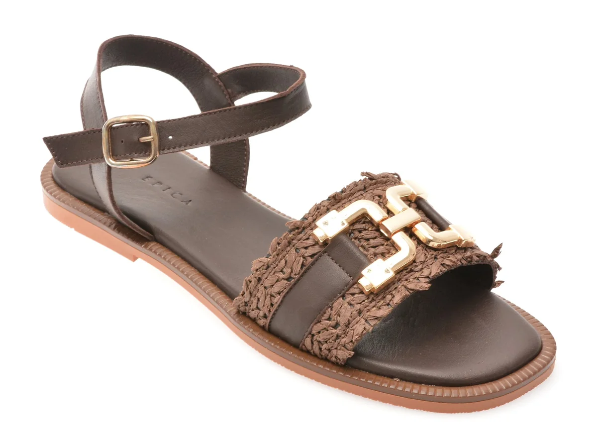 Sandale Epica Maro, TML70T, Din Piele Naturala