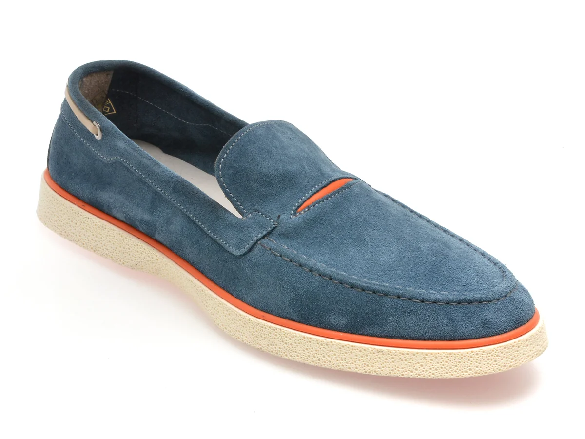 Mocasini Gryxx Albastri, 33501, Din Piele Întoarsă