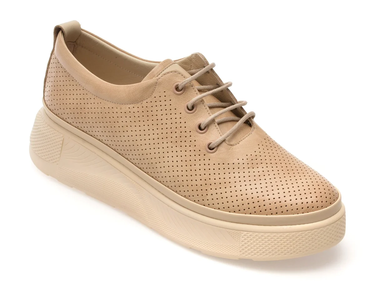 Pantofi Image Bej, 38166, Din Piele Naturala