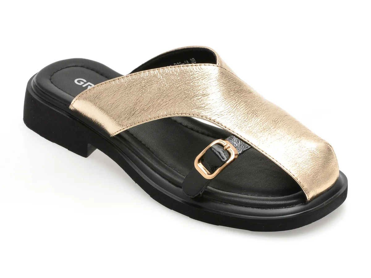 Papuci Gryxx Aurii, V1302, Din Piele Naturala