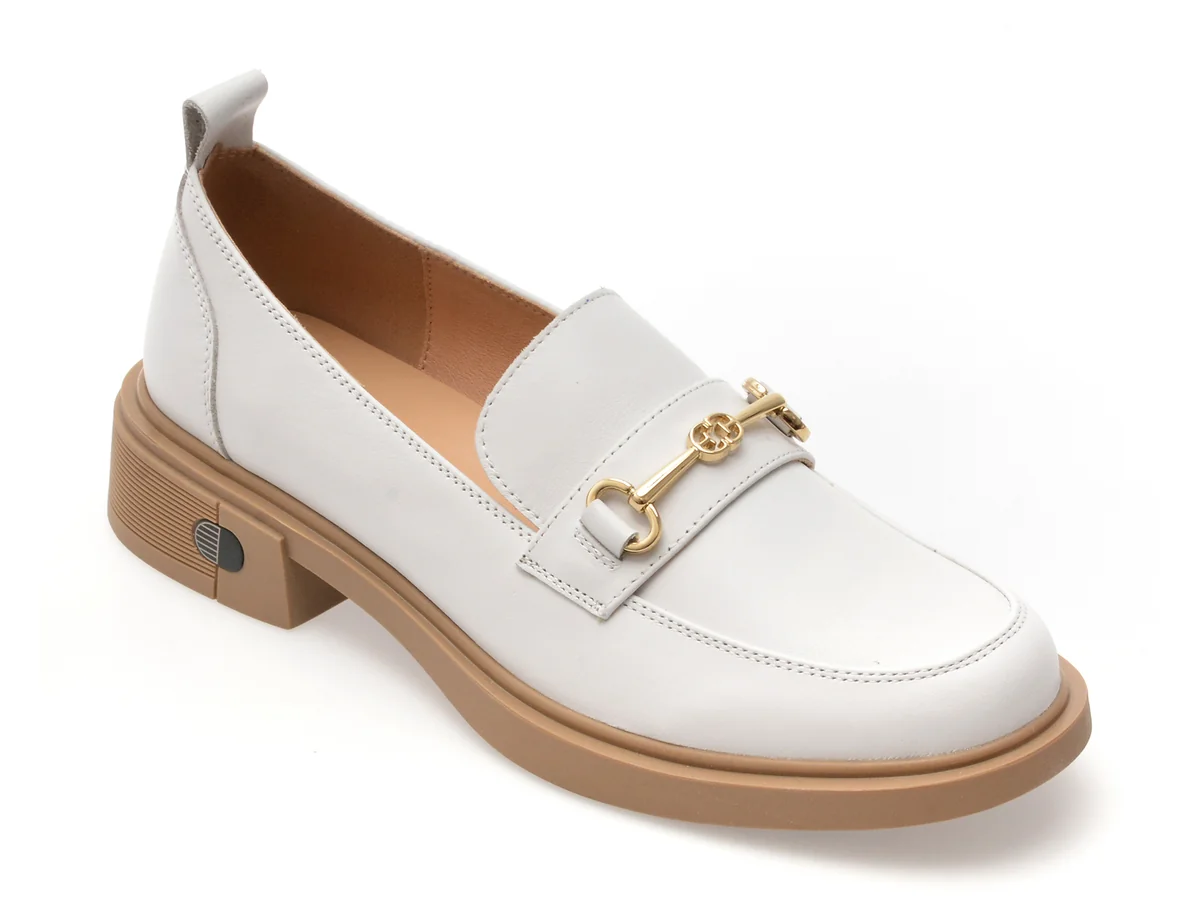 Mocasini Gryxx Albi, 236, Din Piele Naturala