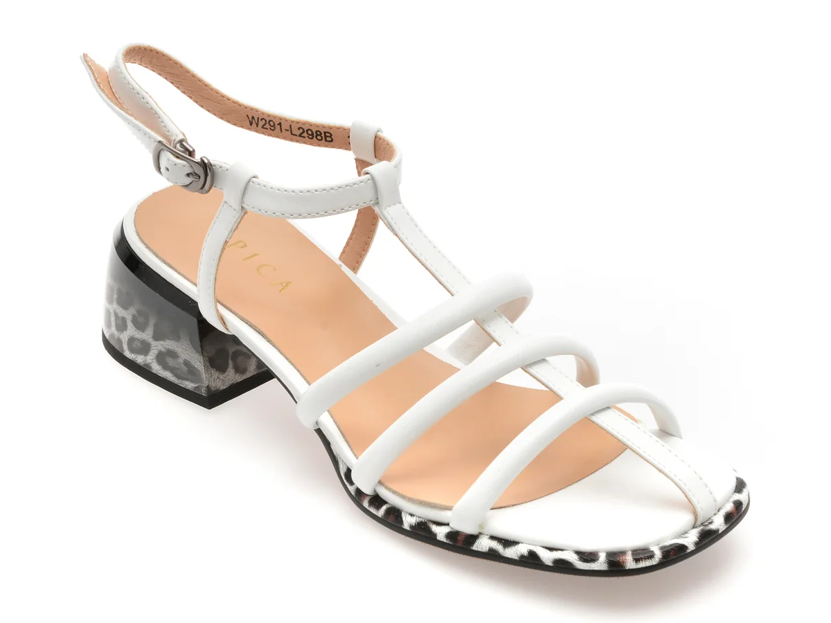 Sandale Epica Albe, 291298, Din Piele Naturala