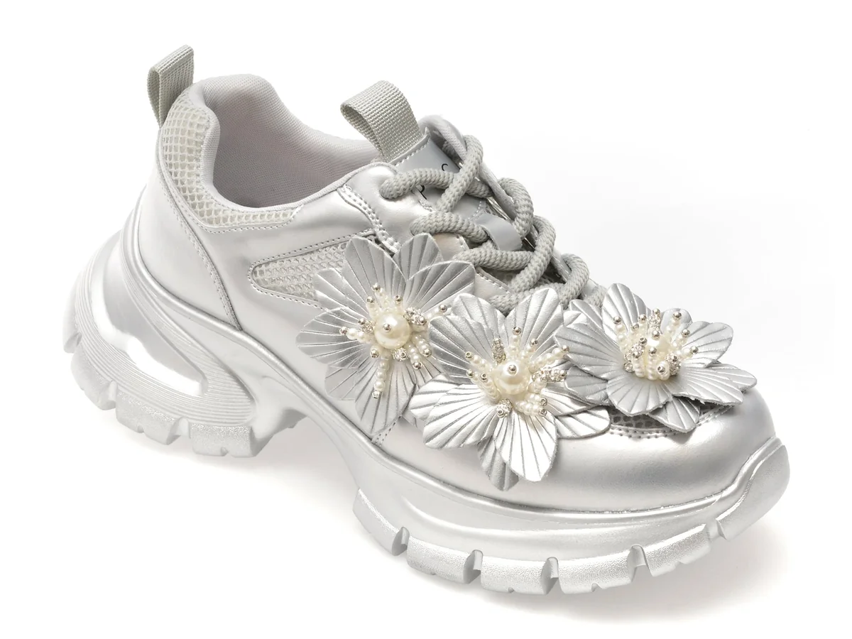 Pantofi Sport Epica Argintii, 2W99, Din Material Textil