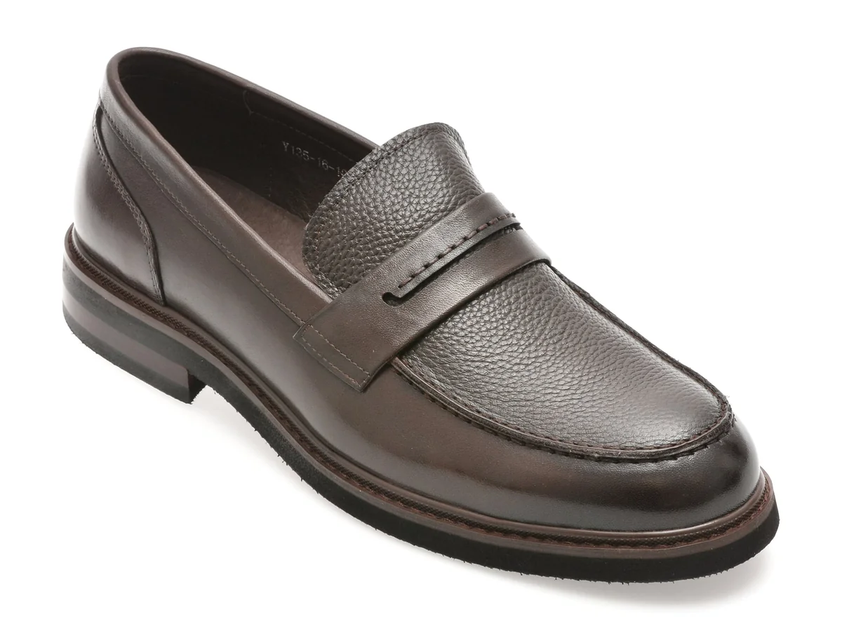Mocasini Eleganti Otter Maro, Y135, Din Piele Naturala