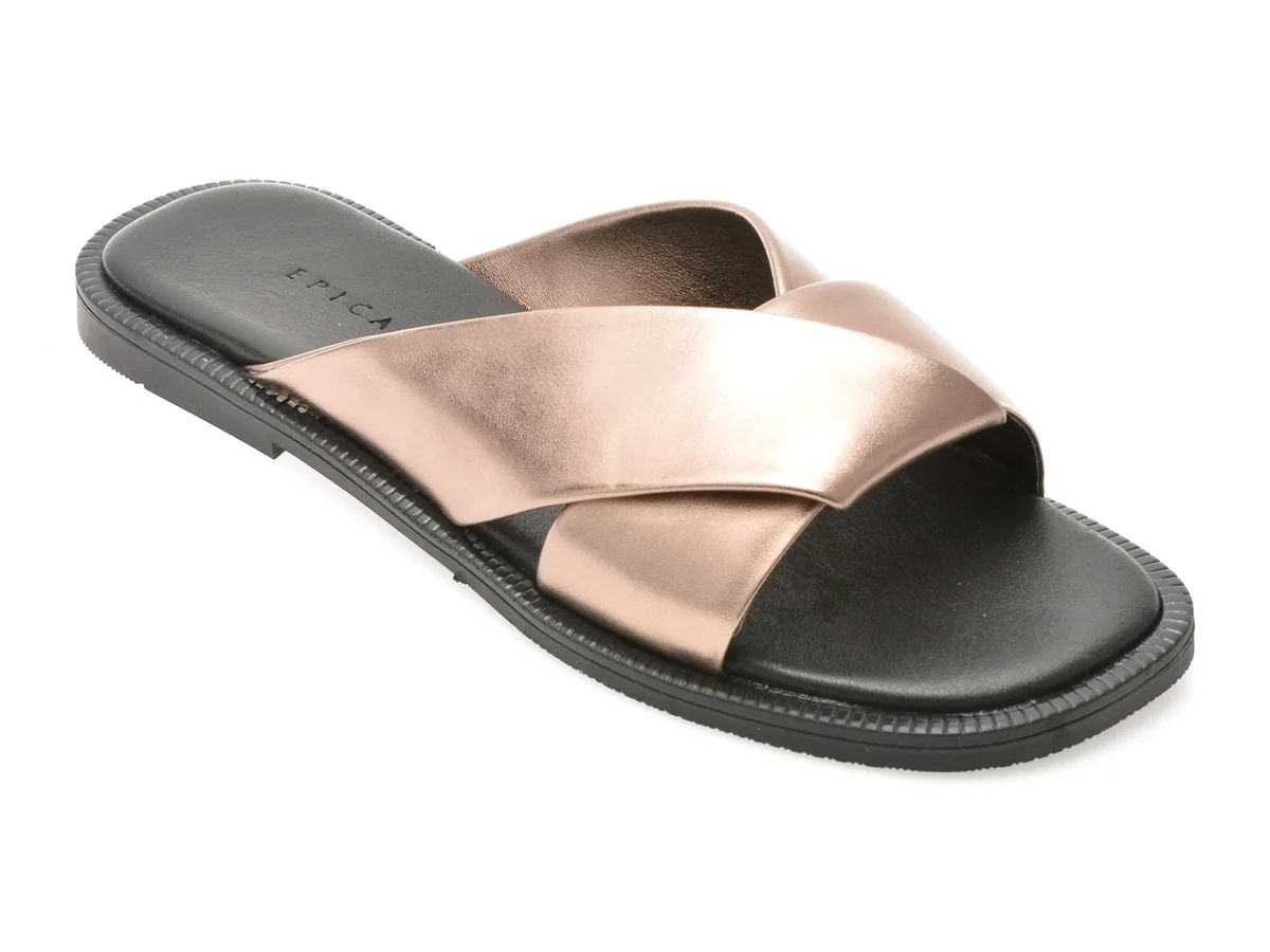 Papuci Epica Gri, TML01T, Din Piele Naturala