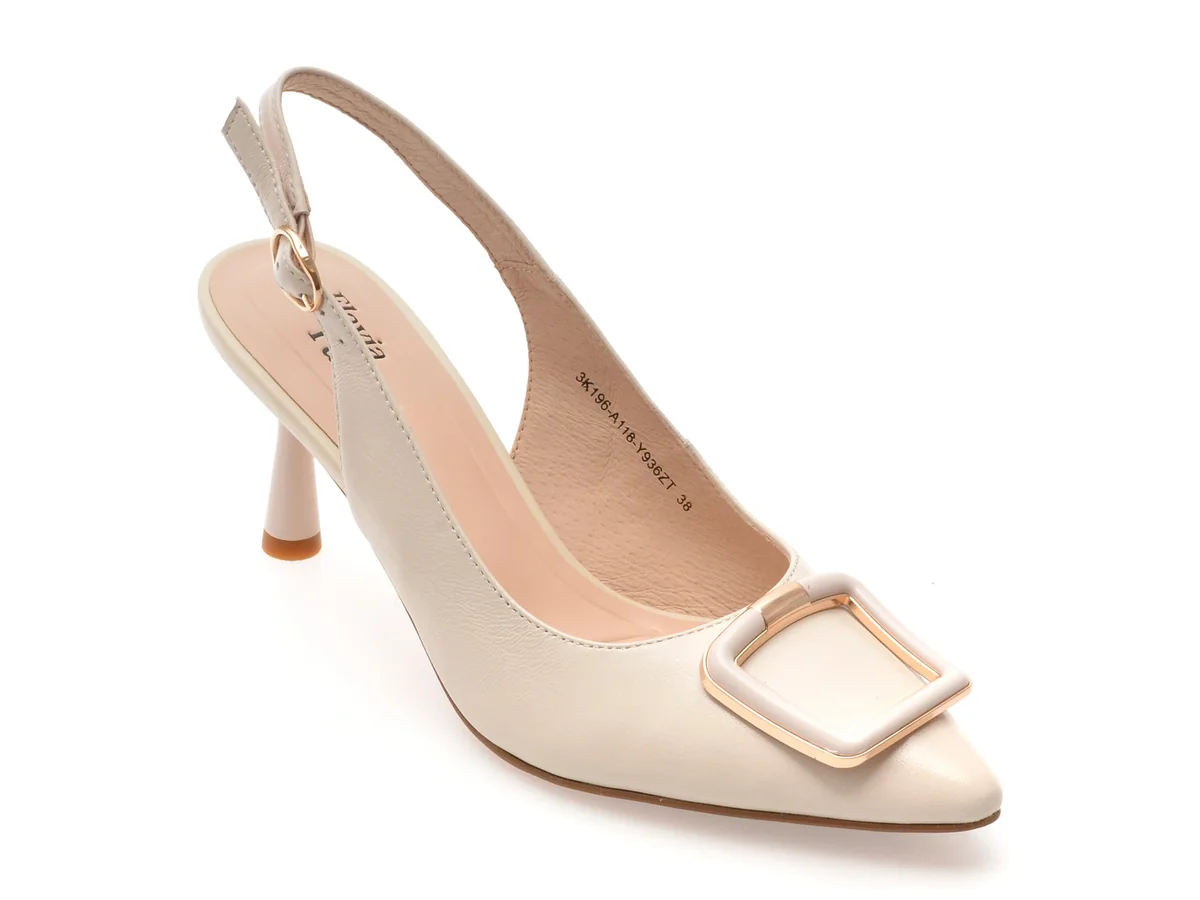 Pantofi Eleganti Flavia Passini Bej, 3K196, Din Piele Naturala
