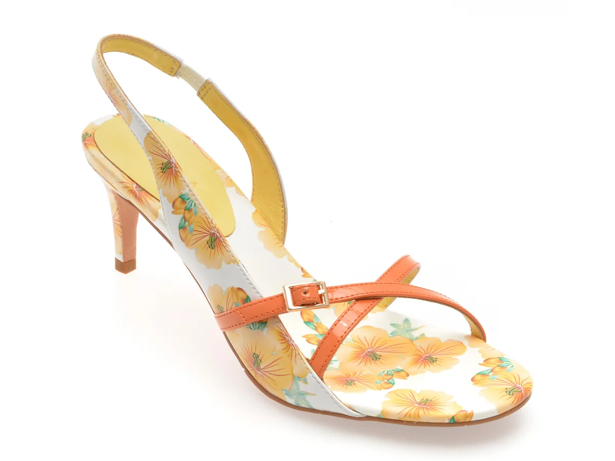 Sandale Elegante Epica Galbene, EB629, Din Piele Naturala