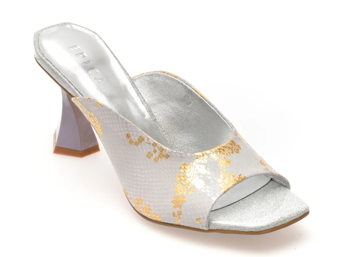 Papuci Epica Gri, 3L595, Din Piele Naturala