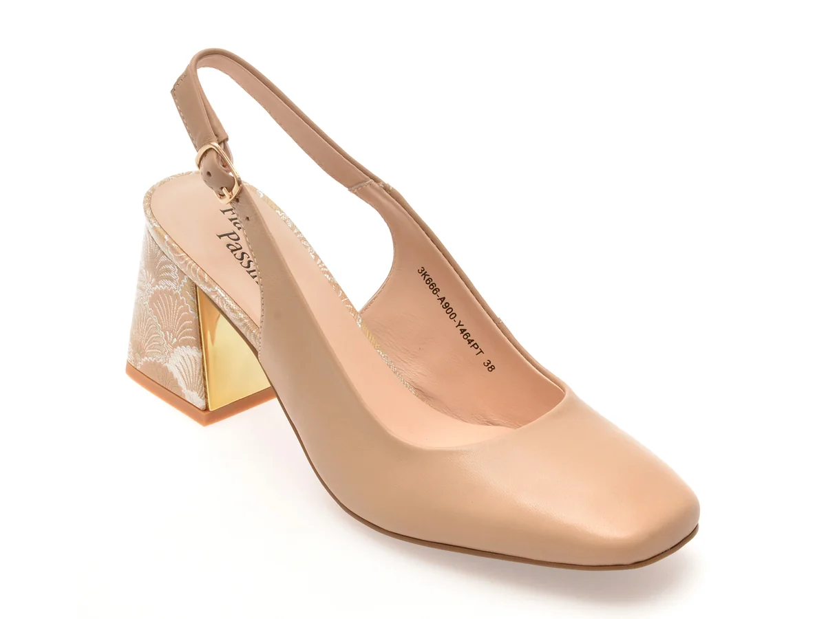 Pantofi Flavia Passini Nude, 3K666, Din Piele Naturala