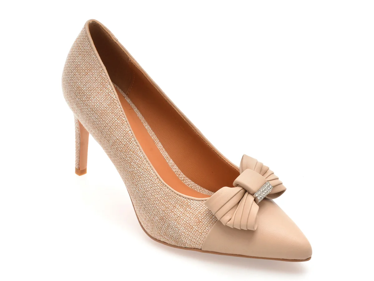 Pantofi Eleganti Epica Nude, EB633, Din Material Textil