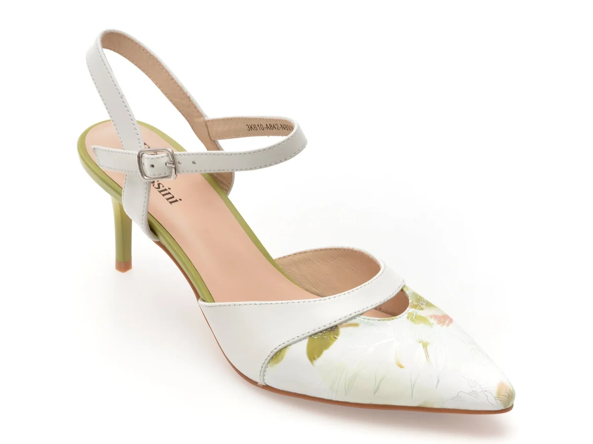 Pantofi Eleganți Flavia Passini Albi, 3K610, Din Piele Naturală