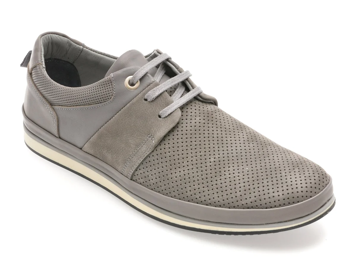 Pantofi Gryxx Gri, M6819, Din Nabuc